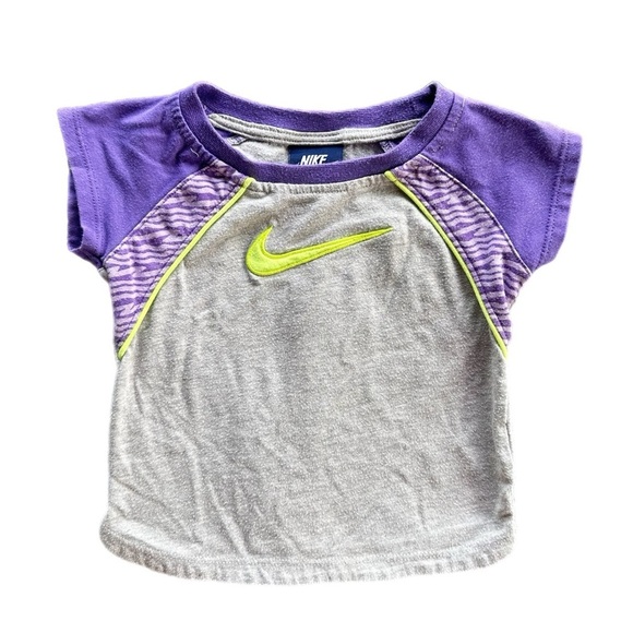 Nike Girls Neon Active Wear Short Sleeve Tee Shirt Size 2 - Picture 1 of 4